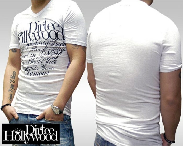 ダーティーハリウッド メンズ Tシャツ Vネック Dirtee Hollywood BRANDED ホワイト ブラック ダーティー ハリウッド LA セレブ Safari サファリ LEON レオン
