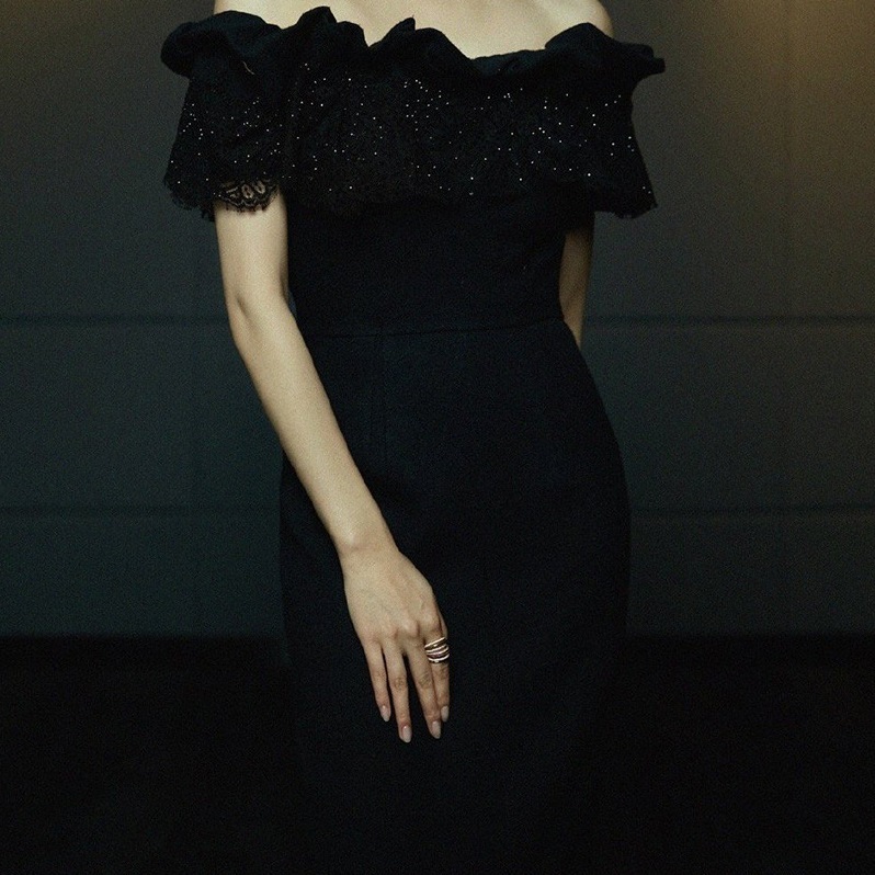 ドレス ワンピース パーティー 結婚式 二次会 演奏会 発表会 ステージ 舞台 キャバ ダンス 衣装 コスプレ ラウンジ クラブ ロング 半袖 オフショル フレア Aライン きれいめ 大人可愛い 上品