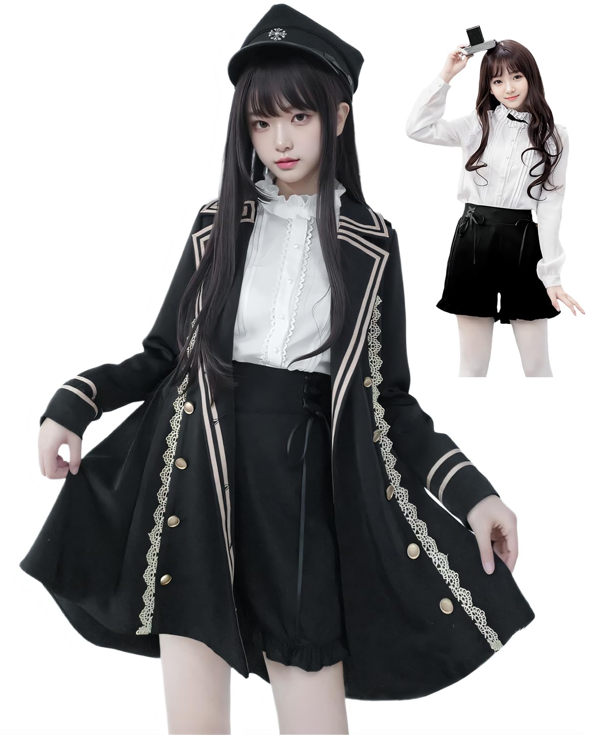 ロリータ ゴスロリ 衣装 軍服 ハロウィン コスプレ アニメ 森ガール ロリータ トレンチコート ショートパンツ ブラウス 燕尾服 女装 服 ゴシック ドレス 女装 服