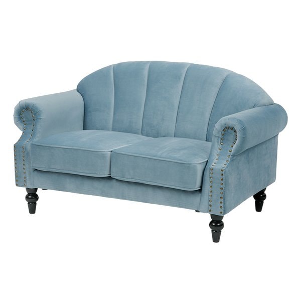 ソファ 二人掛け ライトブルー 幅123×奥行73×高さ73cm エレガント ルコ2P-LBL