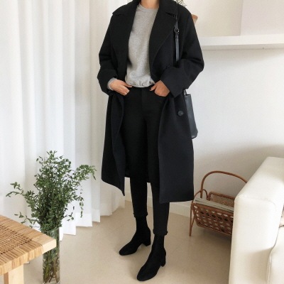 今年のふゆ流行ファッション2PERお客様絶賛ビッグカラーネックボクシーロングコート)送料無料/ハイクォリティー/韓国ファッション