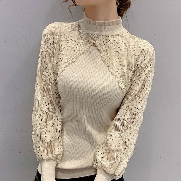 【大好評】 個性的なデザイン エレガント 無地 プルオーバー 透かし彫り ニットセーター レディース