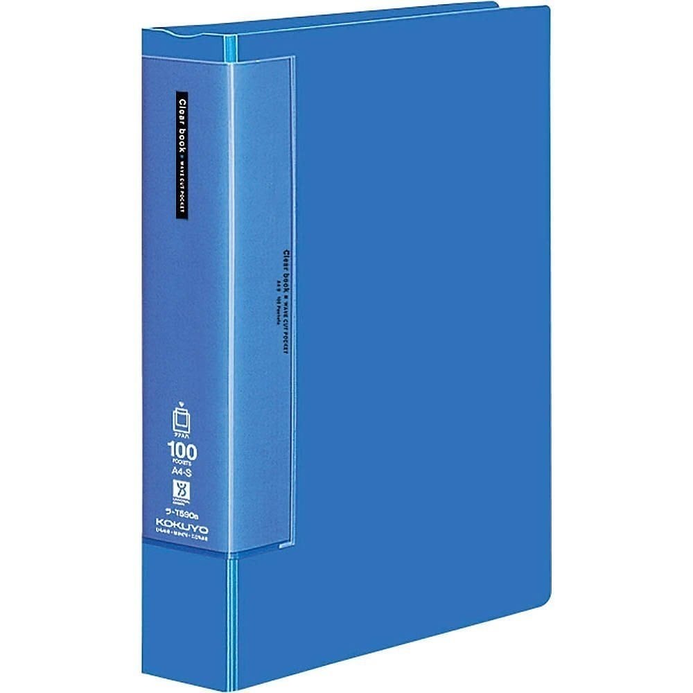 （まとめ買い）クリヤーブック ウェーブカット 固定式 A4縦 100ポケット 青 ラ-T590B [x3]