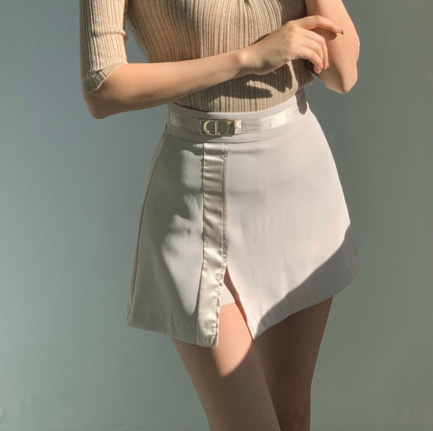 Dリングシルクミニスカート[インナーパンツ]（2color）