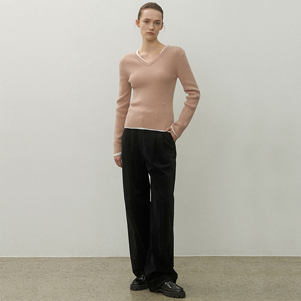 (PT-5609)ESSENTIAL CORDUROY TWO-TUCK PANTS S