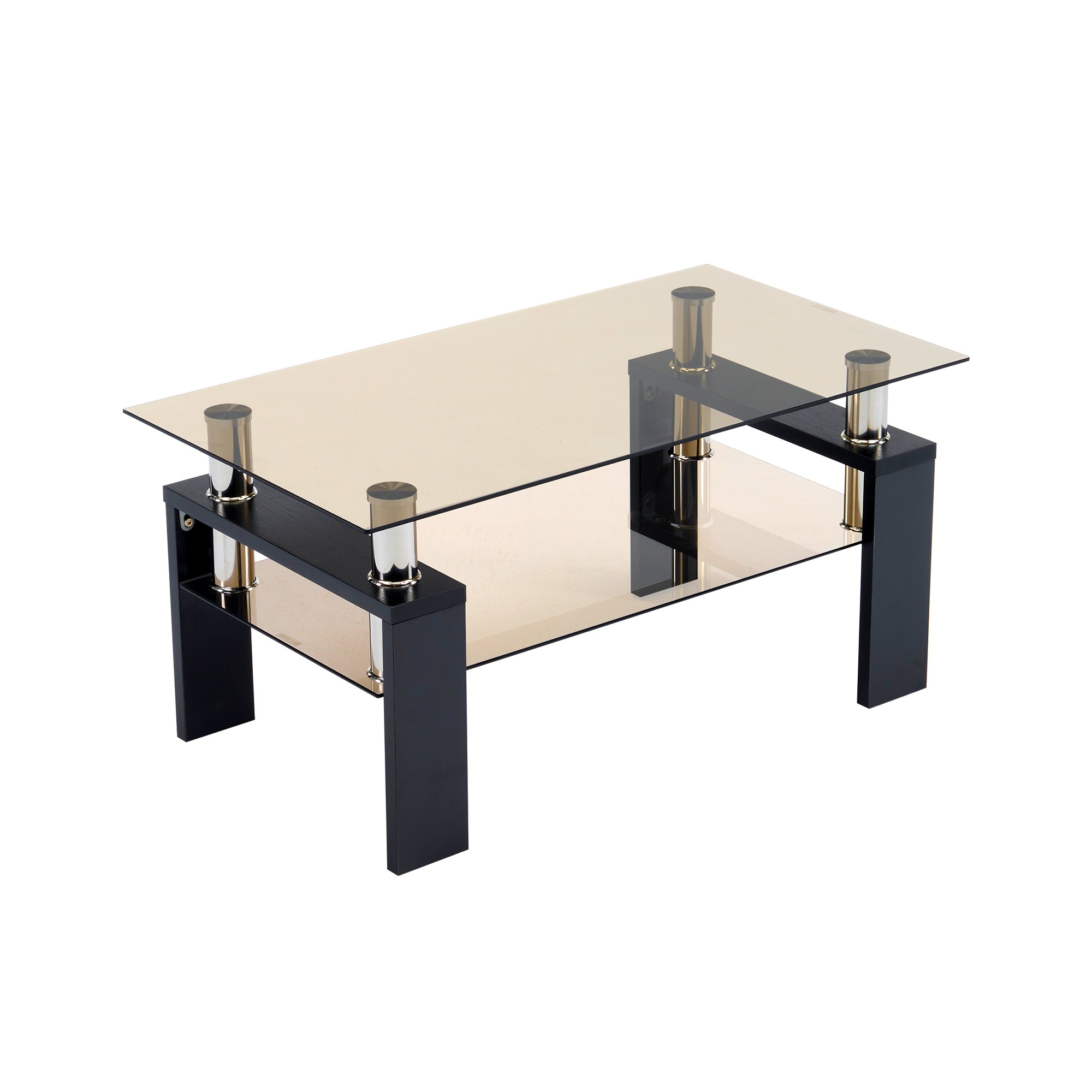 【最短即日出荷】【茶色天板+ブラック脚】 ガラステーブル　センターテーブル　リビングテーブル　 ローテーブル モダン シンプル ガラス 北欧-289