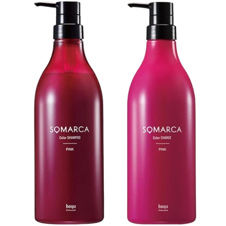 各2個セット ホーユー ソマルカ カラーシャンプー ピンク 770ml ＋ ソマルカ カラーチャージ ピンク 750g セット