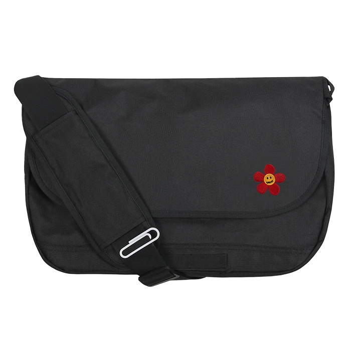 [UNISEX]レッドフラワー刺繍CROSSBAG_black