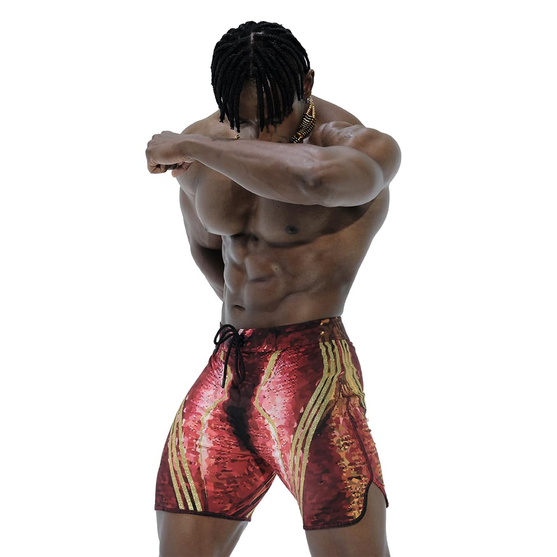 [FIED] ファイド IFBB 15インチ メンズフィジーク ボードショーツ ポージングトランクス 競技 水泳 夏 NPC (ウォーリアーレッド)