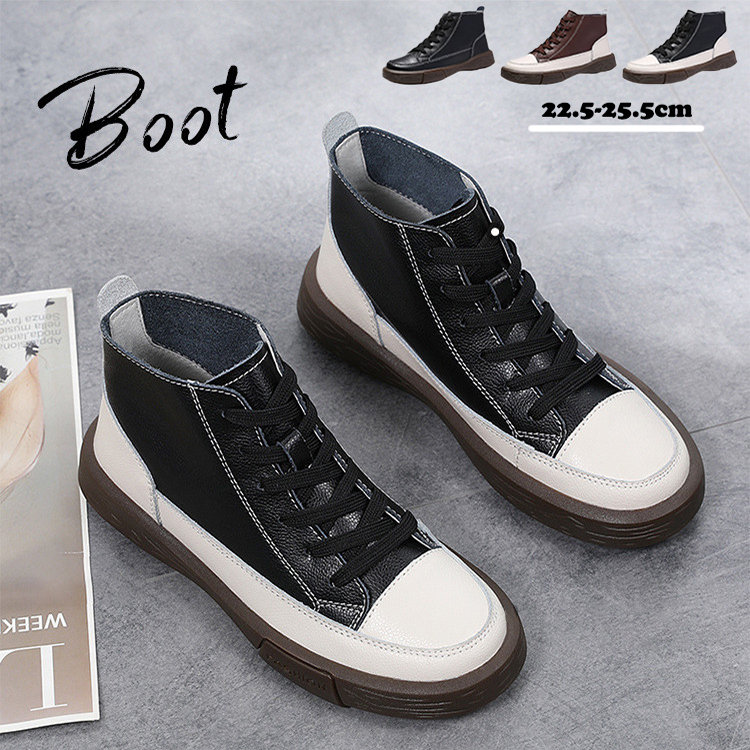 ブーツ レディース レースアップブーツ 本革 靴 シューズ 卒業式 通学 通勤用 脱ぎやすい 幅広 レディースブーツ 編み上げブーツ 脱ぎやすい ローヒール ショートブーツ おしゃれ スニーカー 韓国