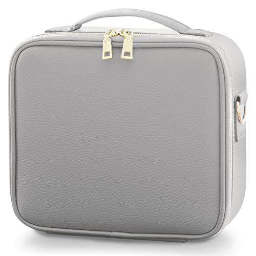 ICHIFUJI メイクボックス 大容量 鏡付き ミラー付き コスメボックス 化粧品 ケース コスメケース 化粧ボックス 化粧箱 (S, グレー)