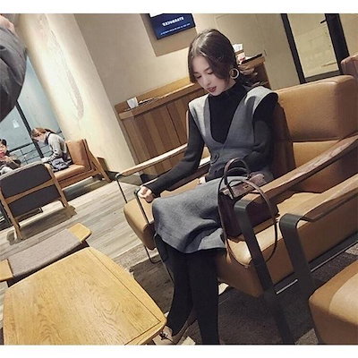ミモレ丈 ワンピ ワンピース 冬 ニット 秋 チェック...のサムネイル
