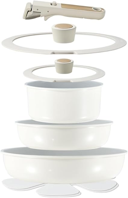 カローテ フライパン セット 8点 鍋セット 食洗機対応 フッ素 不使用 PFAS PTFE PFOA PFOS フリー IH対応 ガス火対応 セラミック ih 取っ手がとれる 軽量仕様 くっつかない 5,015円