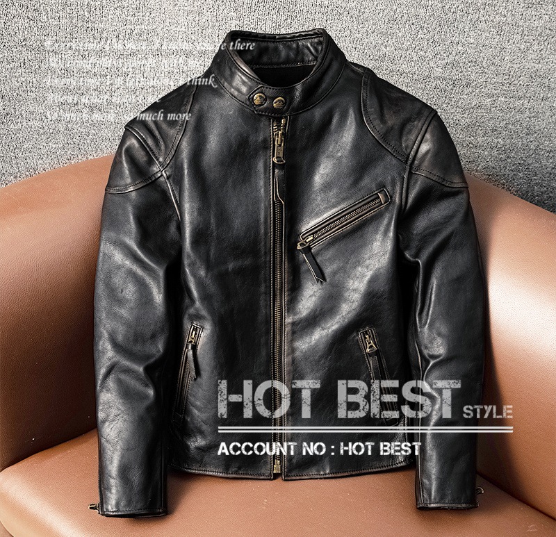 茶芯ホースハイド 50s パテッド シングルライダース 革ジャン レザージャケット PADDED タンニンなめし ヴィンテージ加工 馬革