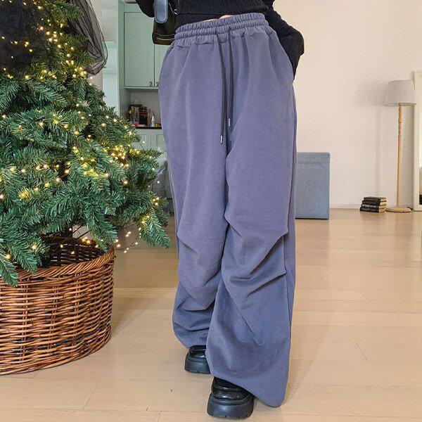 (BM)羊毛ワイドストリングパンツ冬女性用羊毛