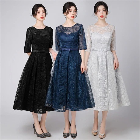 【限时折扣】パーティードレス 結婚式 10代 代 30代40代 ワンピース パーティードレス ロング丈 おしゃれ フォーマル お呼ばれ 五分袖 成人式 セクシー 上品 大人 5,109円