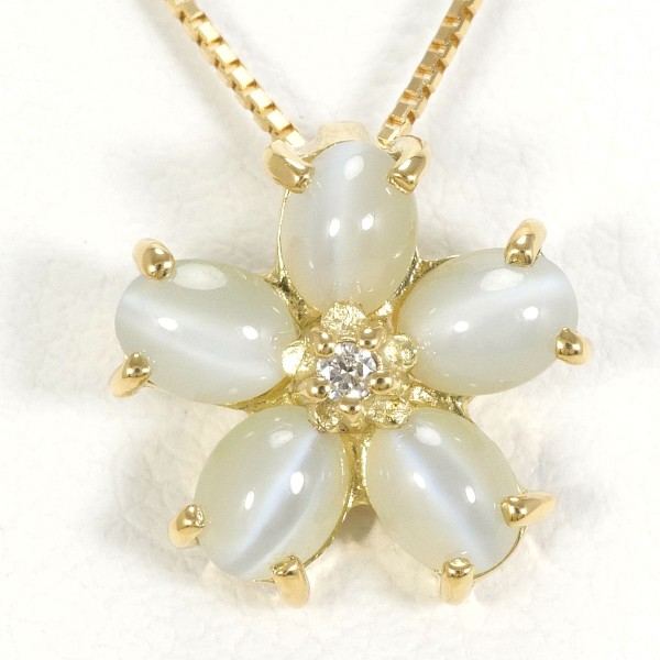 K18 18金 YG ネックレス クリソベリルキャッツアイ 1.00 ダイヤ 0.01 中古