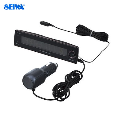 他サイト： セイワ 電圧サーモ電波クロック 車外温度 湿度 電圧 電波時計 車の異常警告ランプ付き 車内 外気温チェックセンサー WA81の商品画像