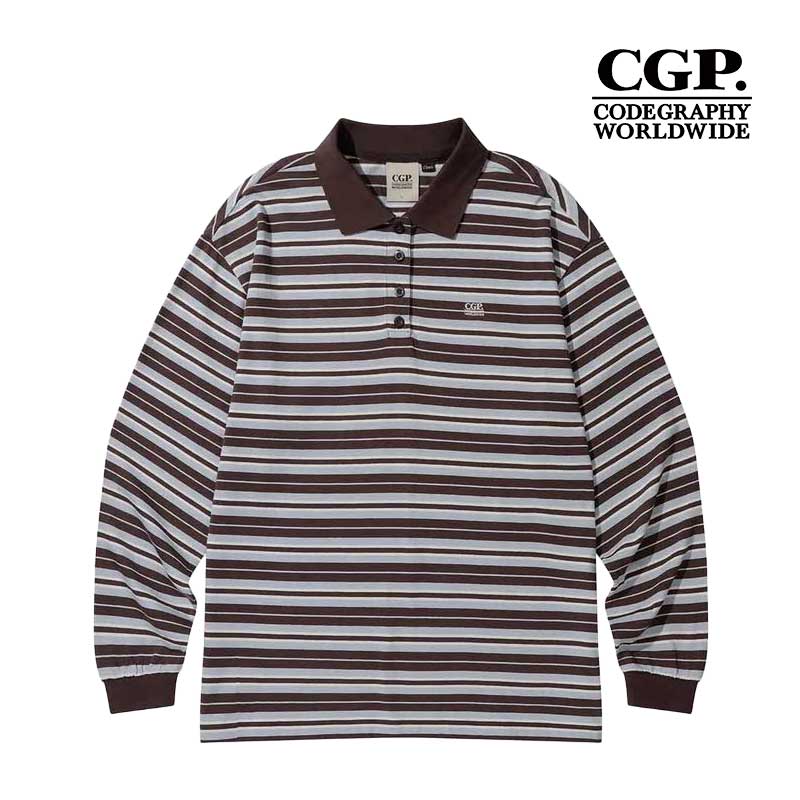 [アロハソパランPICK](ウーマン) ストライプ カラー ロングスリーブ_チョコ ブラウン(サイズM)