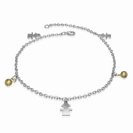 ガールズブラボーゴールドアンクレット 人間 丈夫 足首 アクセサリー プレゼント 面白い 男性 女性