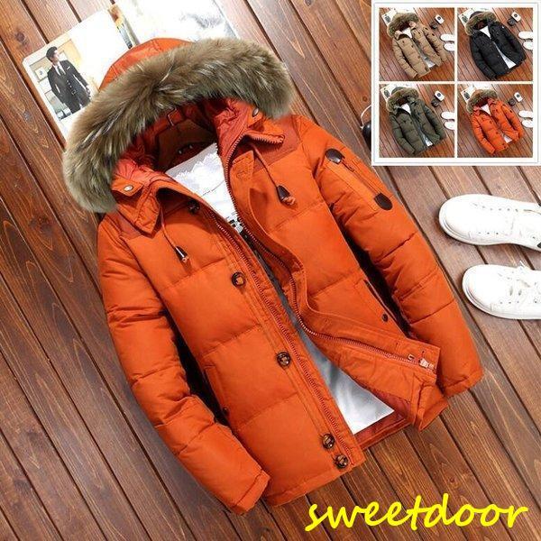 ダウン メンズ アウター フード付き マウンテンパーカー カジュアル中綿 防寒スリム コート厚手 おしゃれ 冬