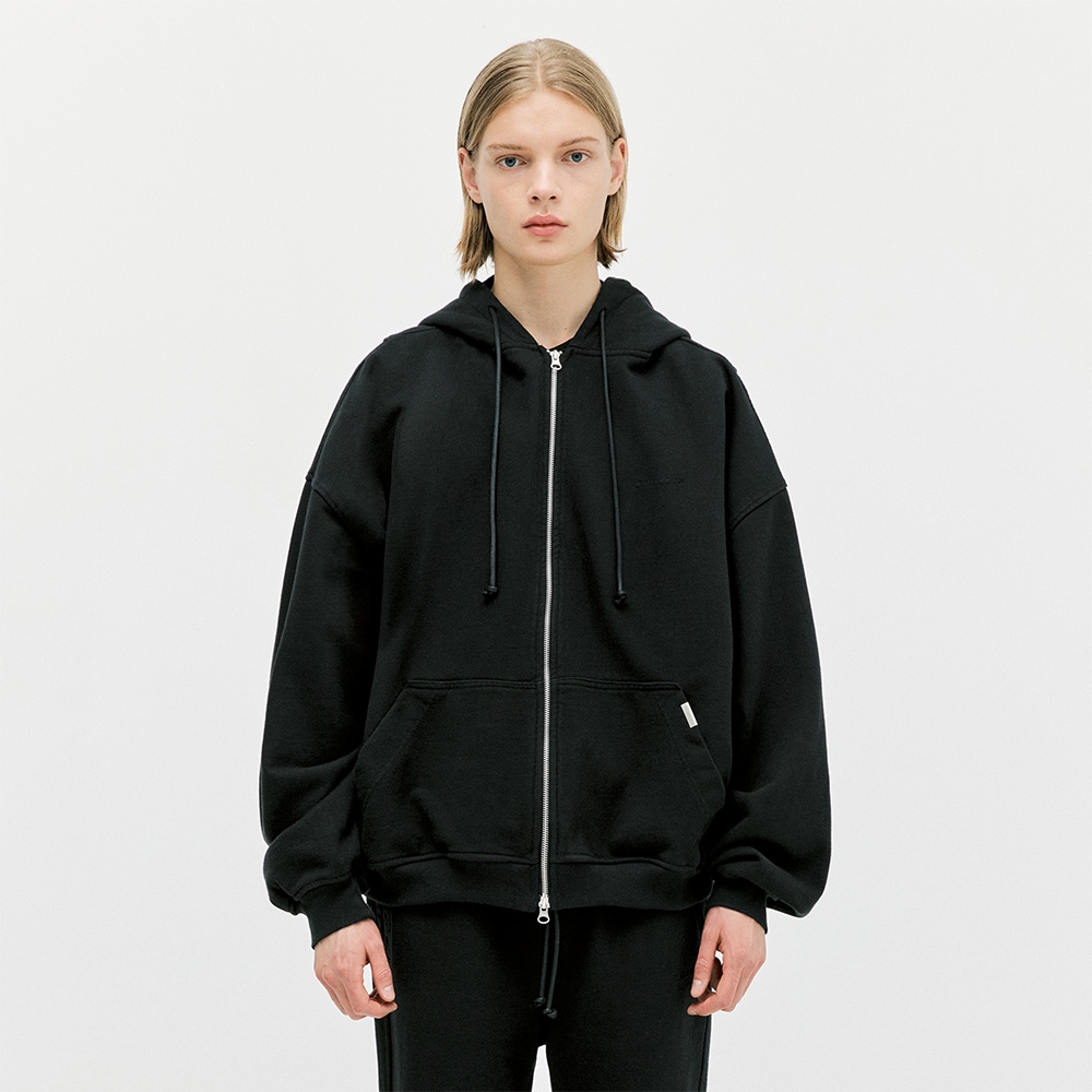 Oversized Full Zip Hoodie - Black