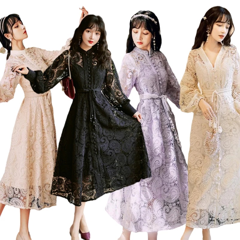 【快速出荷】レースワンピース チャイナ風ワンピース ロング 入学式 結婚式 長袖/半袖 チャイナ服普段着 腰括れ 5,627円
