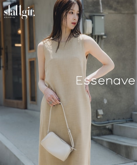 ロング・マキシ丈/半袖 高身長　リネンライクノースリーブワンピース セットアップ対応 トールサイズ Essenave