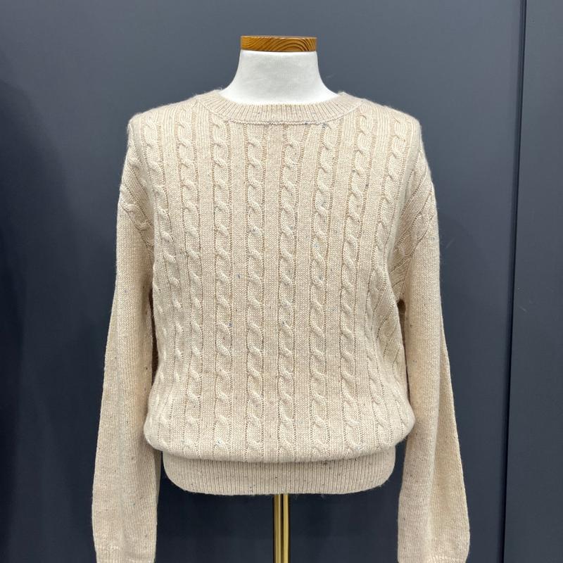 メンズ 秋.冬 ウール混紡 ベージュカラー ラウンドニット OSTS2002