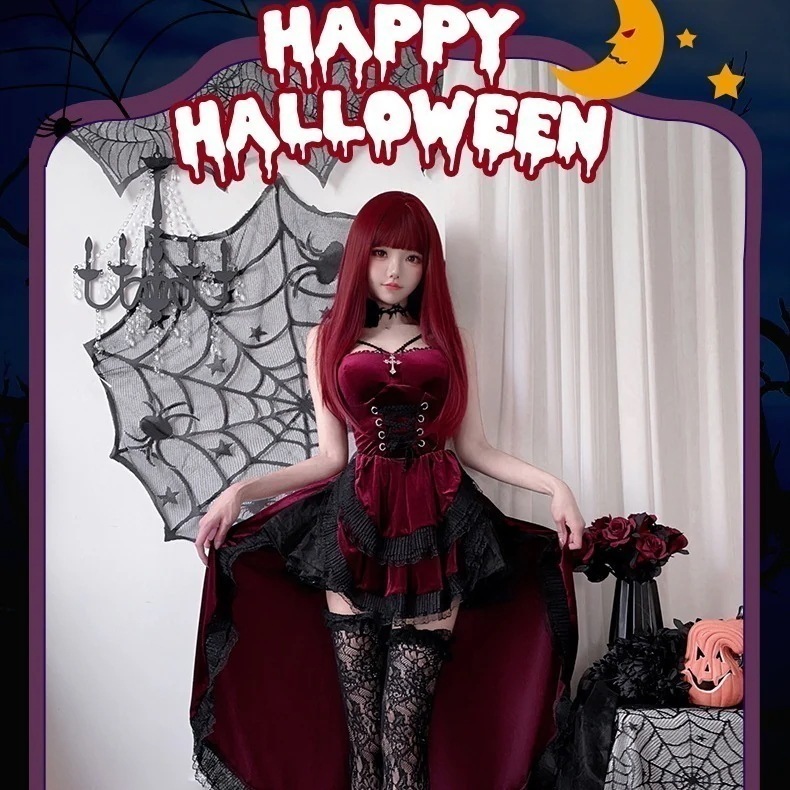 【2025年大人気】欧美 ダーク ゴシック ハロウィン コスチューム 女性用 ワンピース テールド ウィッチ ヴァンパイア ブライド パフォーマンス ドレス