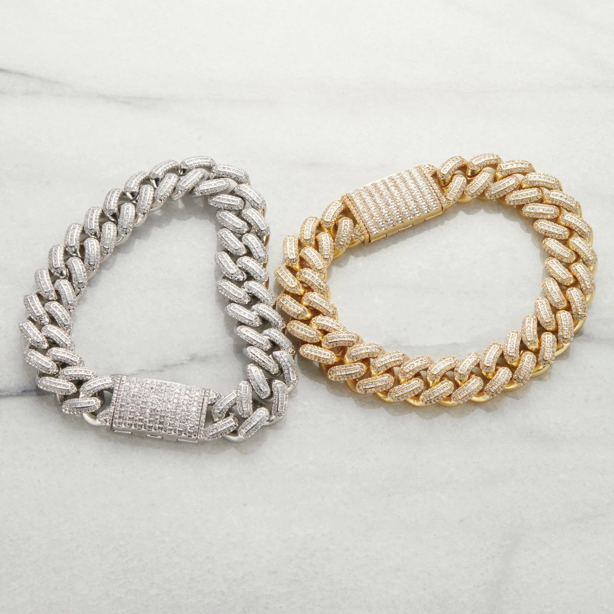 ブレスレット メンズ キューバンリンクチェーン キュービックジルコニア 喜平 キヘイ チェーン ワイド