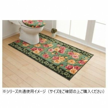 エレガントローズ トイレマット（抗菌防臭 吸水速乾） 日本製 80x115cm グリーン
