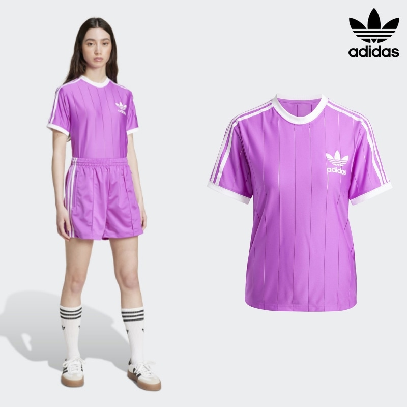 [ADIDAS] アディダス 3S ピンストライプ Tシャツ パープル / PNST TEE PURPLE