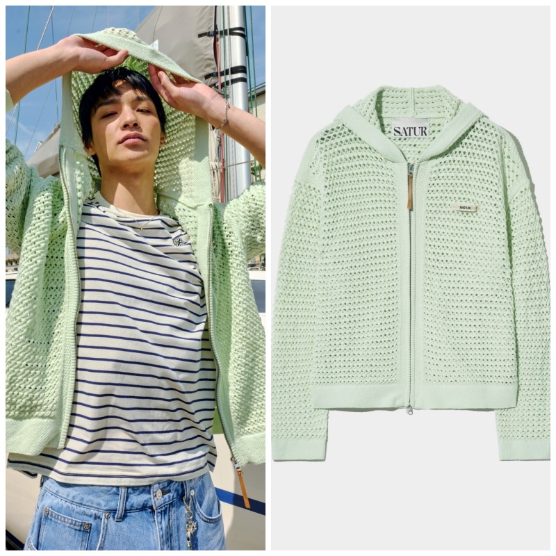 【SATUR】Weekend Summer Knit Hood Zip-Up★追跡送料込 SATUR】Weekend Summer Knit Hood Zip-Up☆追跡送料込 (SATUR