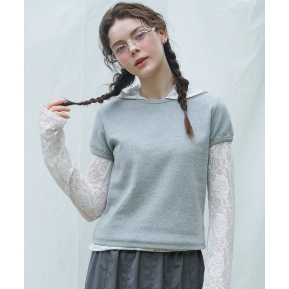 LOSSYROW リブ付きショートスリーブ T シャツグレー 7,290円