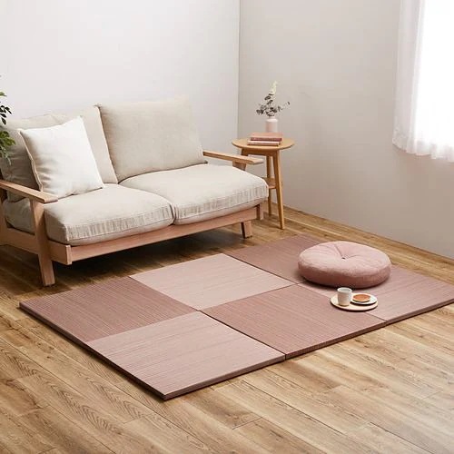 【メーカー直送品】萩原 【6枚組】置き畳 紗彩 約65×65×2.5cm レッド