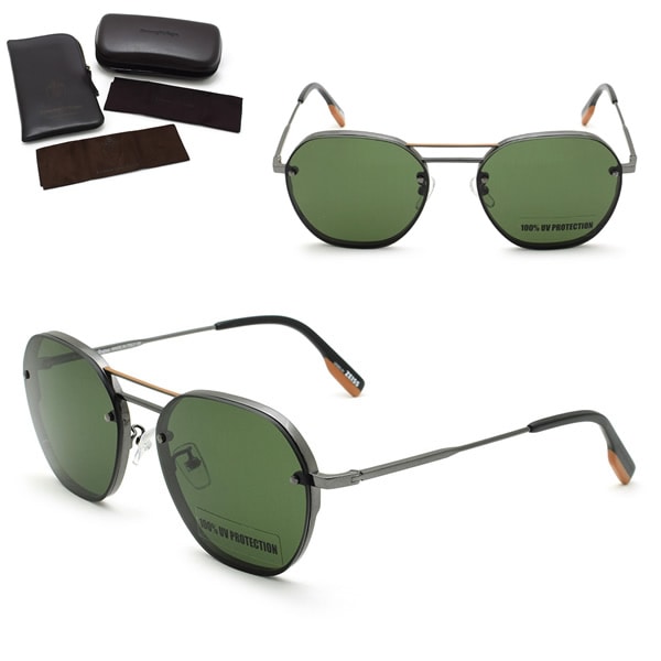 ゼニア サングラス ZEGNA EZ0105-F/S 08N 57 Ermenegildo Zegna サングラス ノーズパッド UVカット ガンメタル グリーン