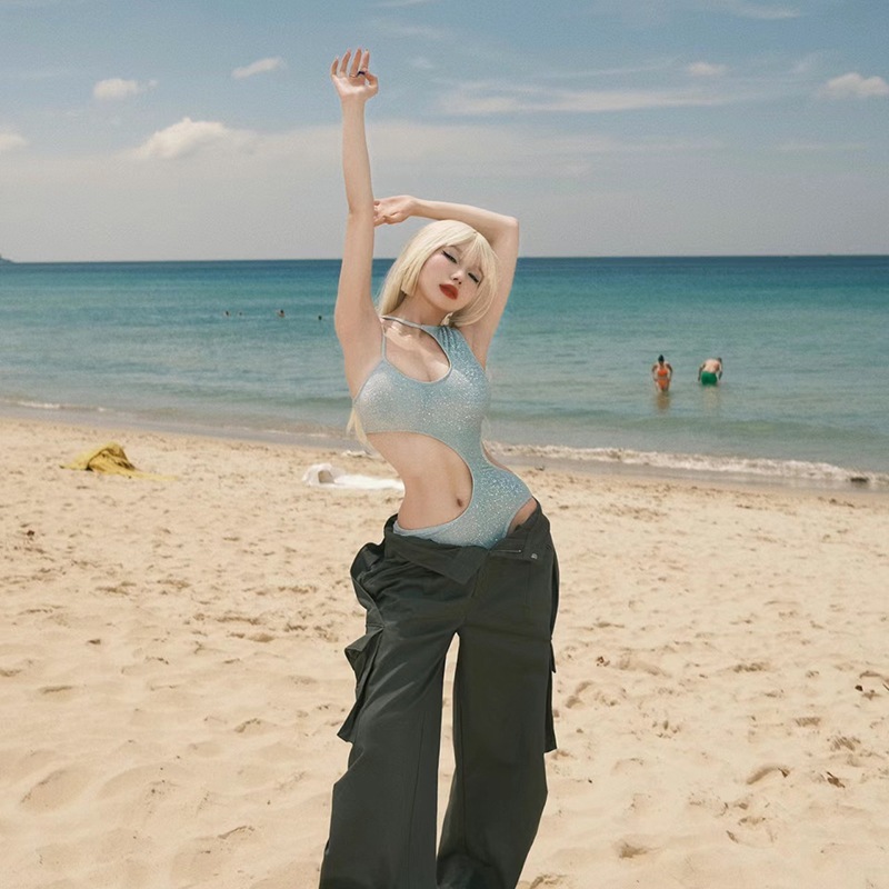 【1つ買うと10つ無料】女性のためのスタイルの水着を空けるワンピース水着不規則なウエスト露出ビキニビーチ水着