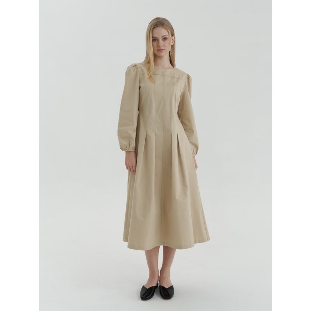 KINDABABY ベージュフレンチムードワンピース袖なしロング・マキシ丈ワンピ