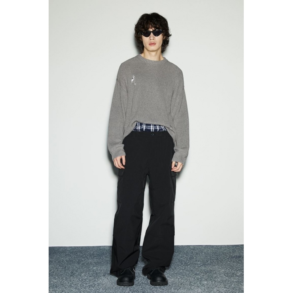 H&M ディストレスセータールーズフィットグレー