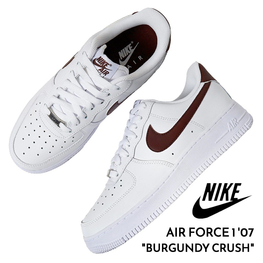 NIKE ナイキ エアフォース ロー スニーカー AIR FORCE 1 07 BURGUNDY CRUSH ( 白 ホワイト バーガンディー 赤 ワイン メンズ FJ4146-112 )