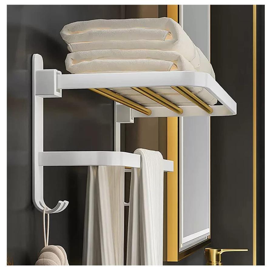 バスルームシェルフ タオル掛け/タオルハンガー/タオル掛け/タオルバ/壁掛けブラッシュドステンレススチールバスタオルバー壁掛け式バスタオルバー堅牢性耐久性