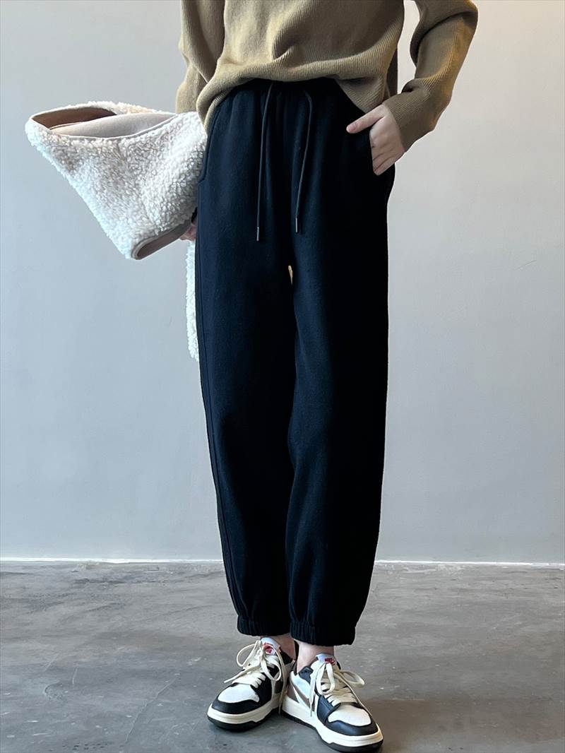 冬 カジュアル パンツ ボトムス パンツ ズボン スーツ ロング丈 ハイウエスト 伸縮性 フリース 厚手 異素材MIX 普通生地（秋冬用） かわいい 大人可愛い カジュアル 大人 おしゃれ レトロ 大