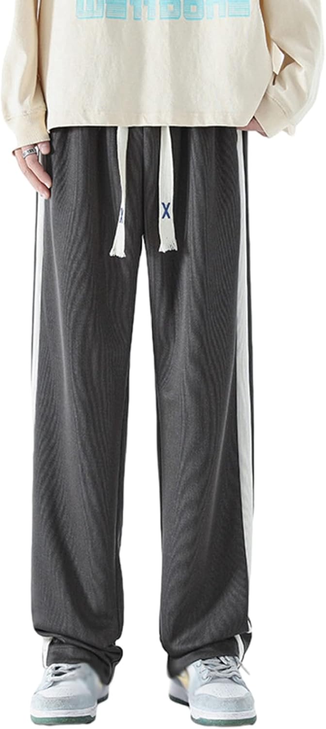 ジャージズボン スウェットパンツ メンズ ズボン ストレート ワイドパンツ ロングパンツ 大きいサイズ 韓国 おしゃれ 編みひも付き 薄手 快適 通気 速乾 汗染み防止 カジュアル ストリー