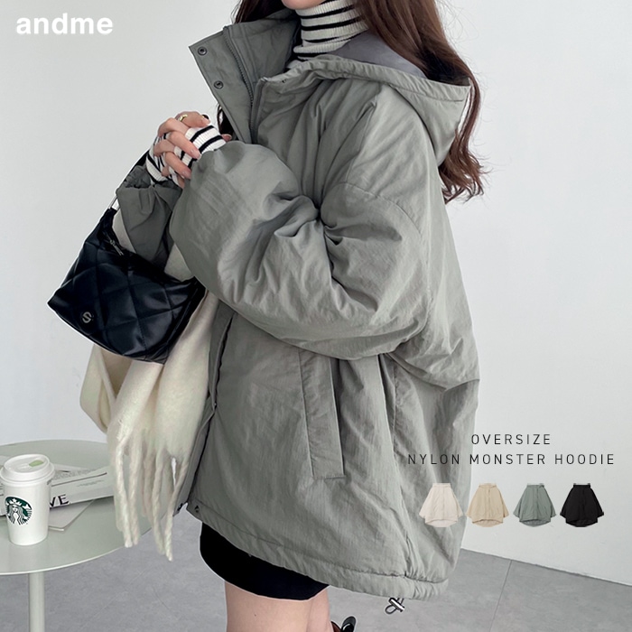 【宅配便B】【一部予約】【】アウター 中綿 レディース コート ジャケット ブルゾン モンスターパーカー オーバーサイズ 体型カバー カジュアル キルティング フード付き サイドポケット 防寒対策 暖