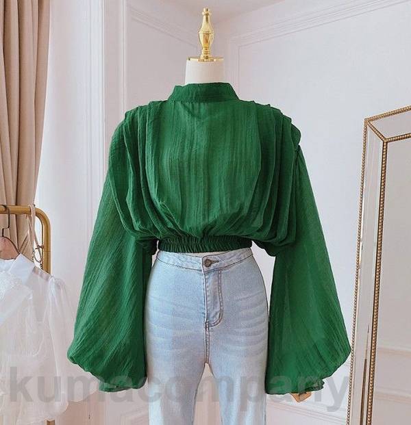 ボウタイ プリーツ ブラウス レディース 長袖 2way トップス 春 秋 ボウタイブラウス スタンドカラー バルーン袖 ボリューム袖 カジュアル おしゃれ きれいめ デート服 韓国 ファッション 春 6,111円