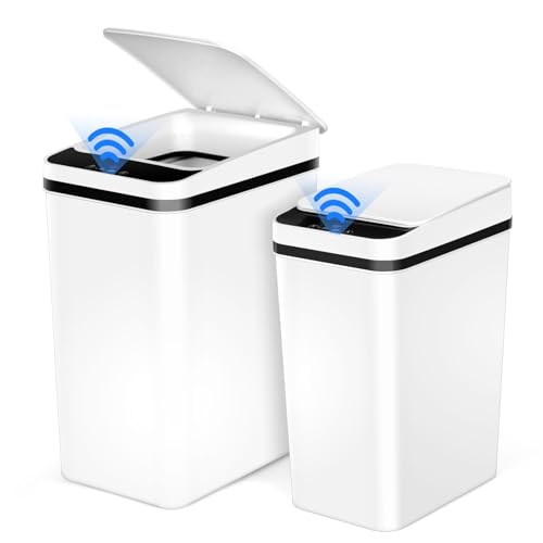 HeGeed【2個セット スリム自動ゴミ箱】スリム ゴミ箱 自動開閉 9L 15L 電池式 蓋付き ダストボックス おしゃれ 袋が見えない 大容量 隙間に置 生活防水 省スペース リビング 洗面所 ト