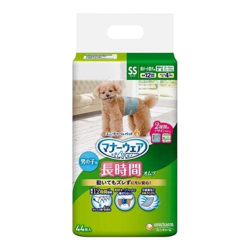 ユニ・チャーム 【セット販売】マナーウェア 長時間オムツ 男の子おしっこ用 超小～小型犬用 SSサイズ デニム＆ストライプ 44枚×2コ