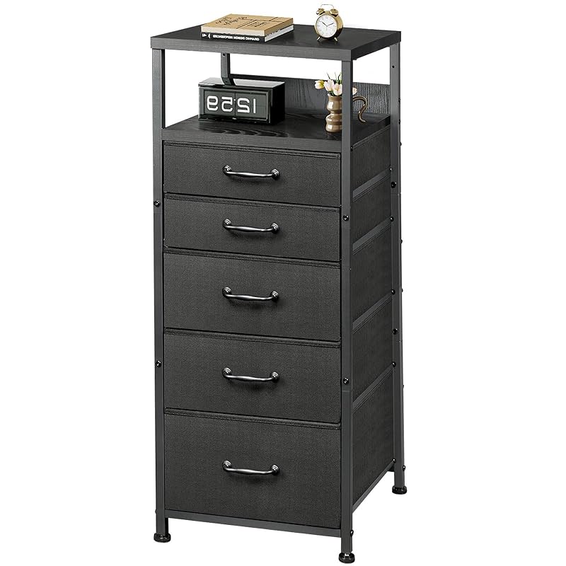 YeTom タンス 収納チェスト 洋服タンス たんす 箪笥 衣類収納 引き出し付き おしゃれ 収納ケース おしゃれ スリム 脱衣所収納 大容量 天板付き 6段5杯 40*30*93.5cm 黒い