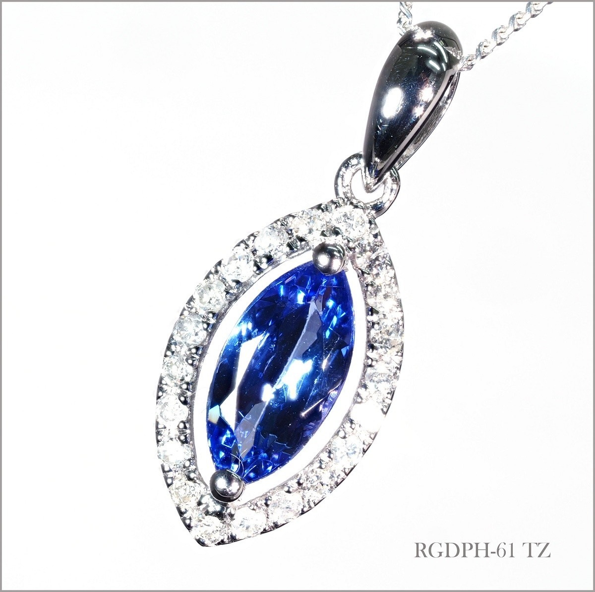 天然 ダイヤモンド タンザナイト ネックレス 1.00ct K18WG 18金製品 74